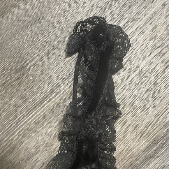 VTG 90s Y2K VICTORIAS SECRET Bodysuit Sz S Black Velvet Lace Ribbon Whimsigoth - Picture 2 of 11